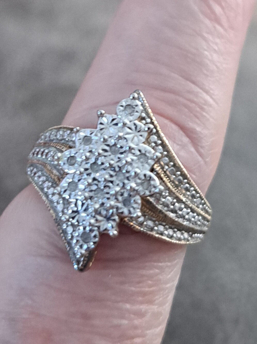 Silver-Tone Cluster Crystal Women's Ring - Clear White